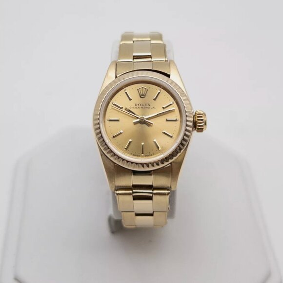 Rolex 14k Champagne Oyster Perpetual Ladies Yellow Gold Watch main image 6